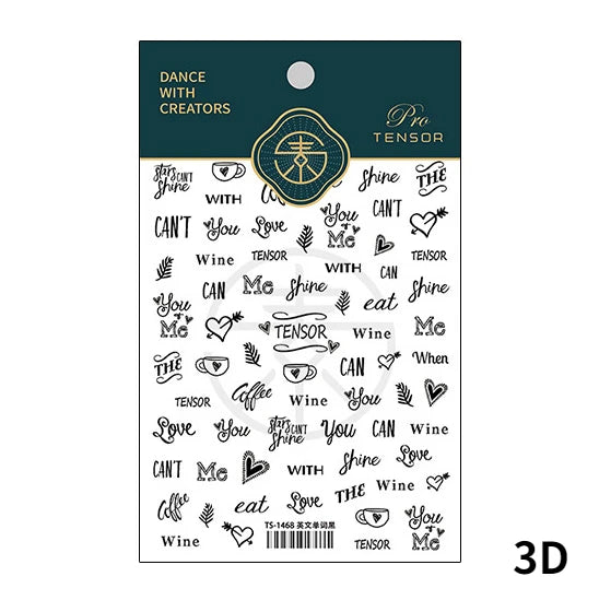 Colored Doodle Violin Music Note Design 5D Embossed Reliefs Nail Art Stickers Cute 3D Self Adhesive Manicure Decals Wholesale