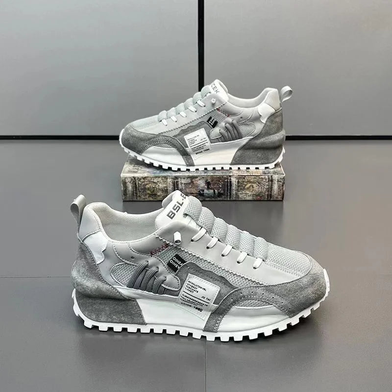 Color Block Chunky Sneakers Men Running Shoes Fashion Casual Breathable Leather Mesh Increased Thick Platform Designer Shoes