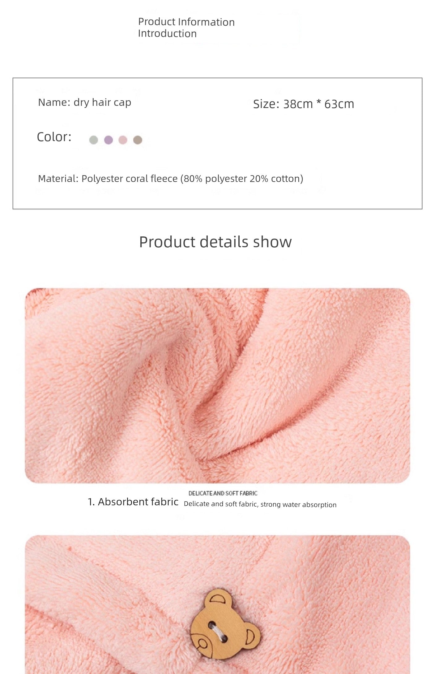 Student Bath Towel Double Layer Thickened Quick Hair Dry Cap