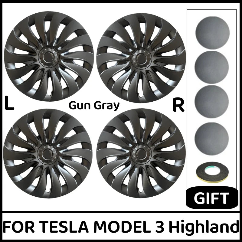 4PCS 18-Inch HubCap for New Tesla Model 3 Highland 2025 Performance Replacement Wheel Cap Automobile Full Rim Cover Accessories