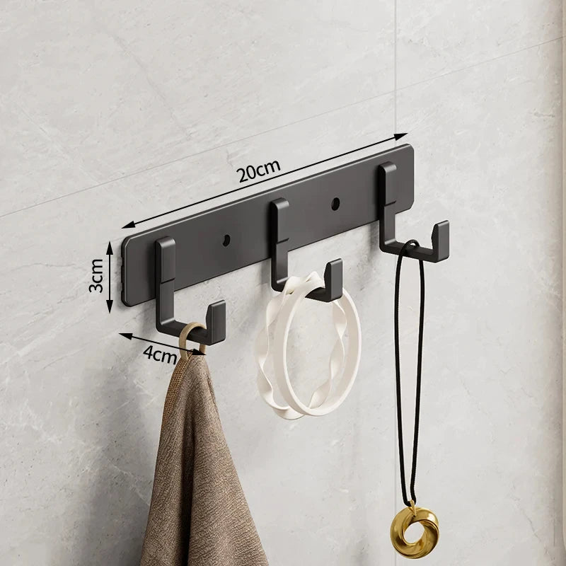 Space Aluminum Black Hook Bathroom Towel Hook Living Room Door Back Clothes Hook Simple Black Storage Hook To Save Space