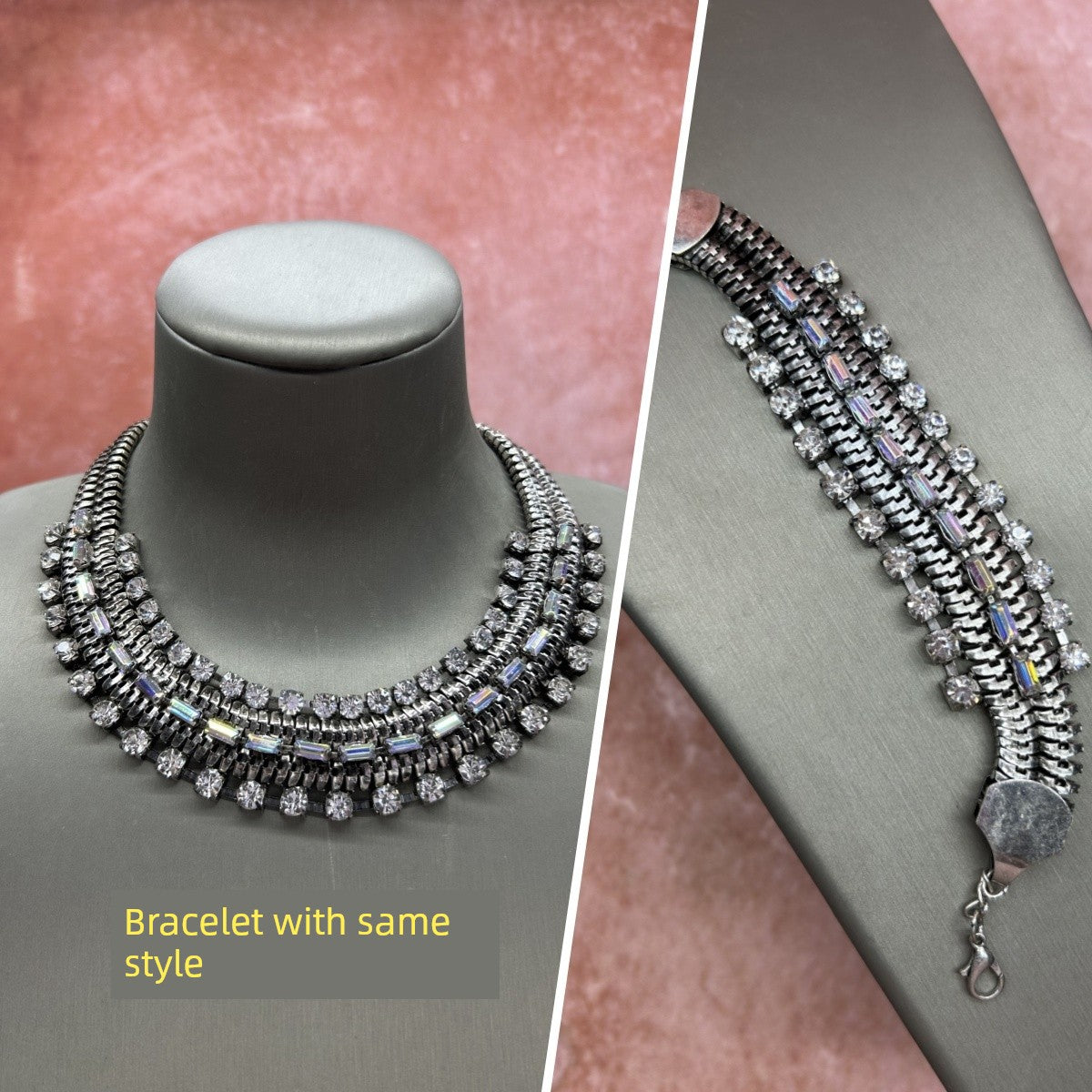 [2-11] European and American Foreign Trade Brand Tail Goods Banquet Accessories High-End Czech Gem Short Multi-Layer Necklace Luxury