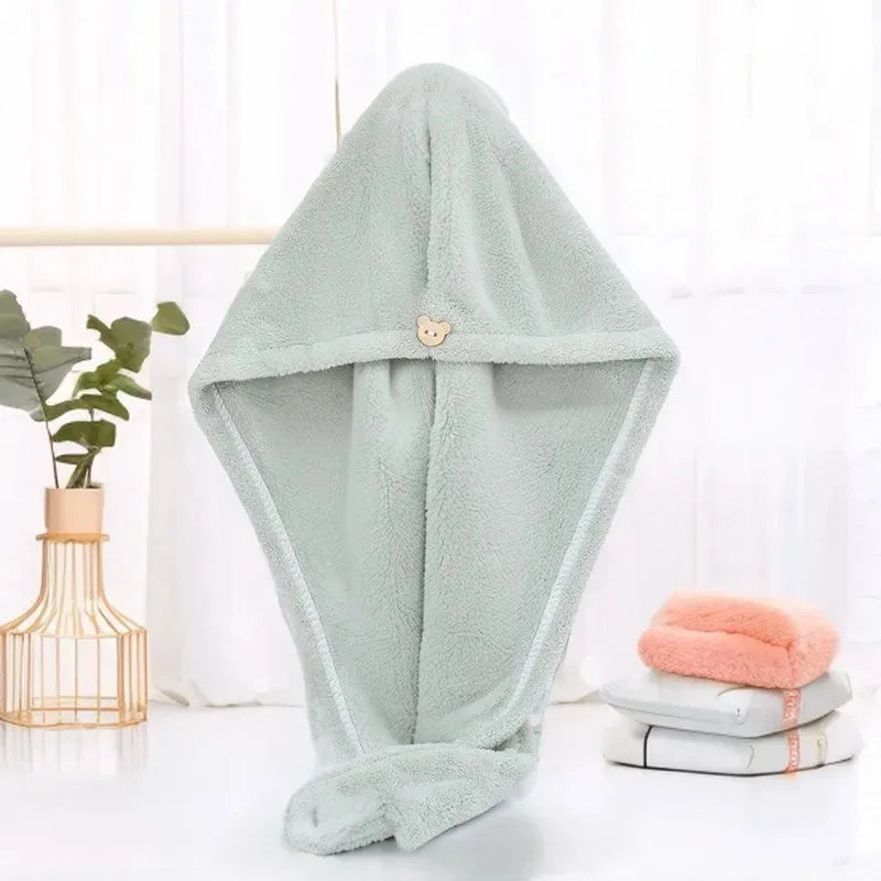 1PC Hair Drying Hat Quick-dry Microfiber Hair Towel Cap Hat Women Bath Hat Solid Towel Cap Super Absorption Turban Hair Dry Cap