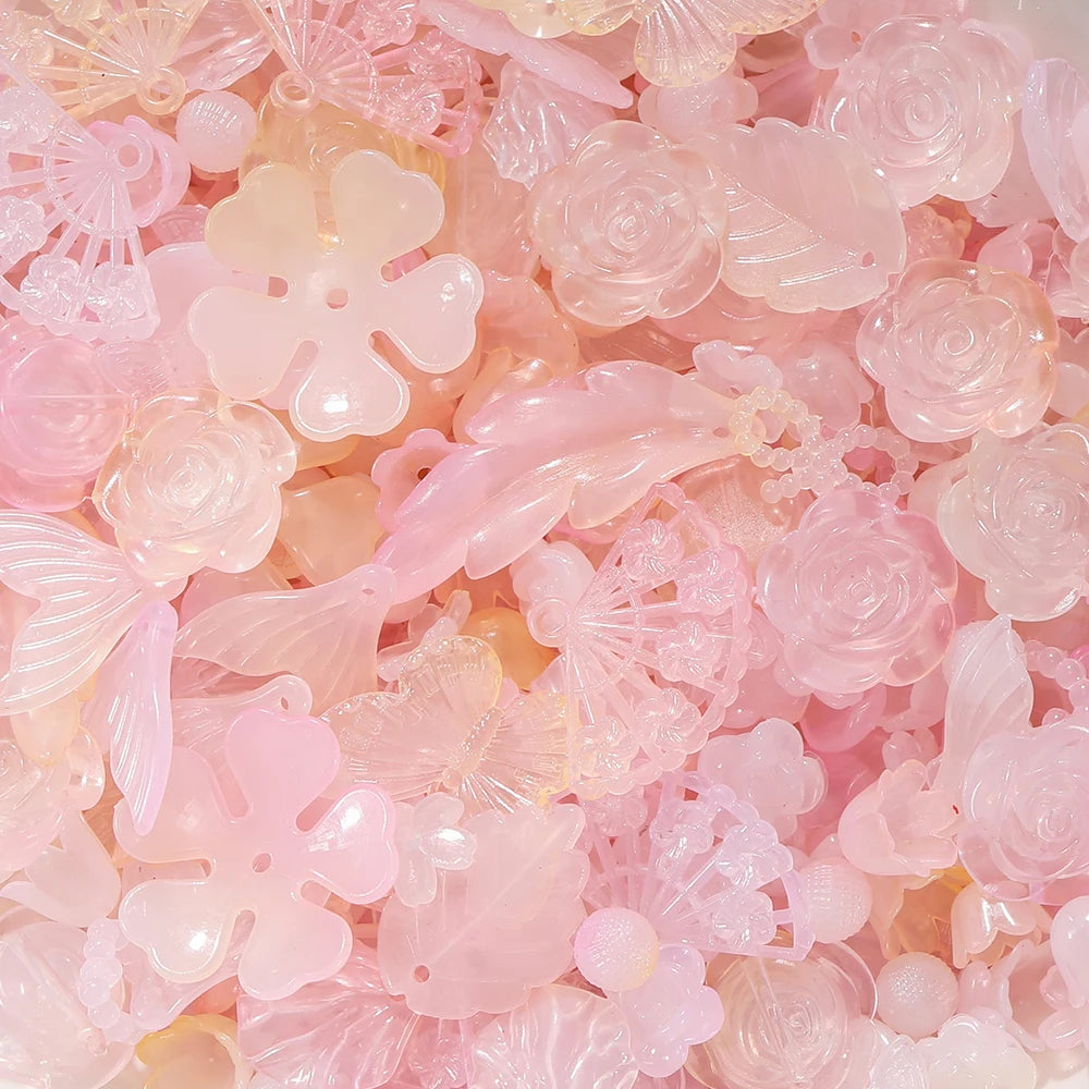 30g Colorful Pearlescent Mixed Butterfly Fan Acrylic Bead Spacer Loose Bead for DIY Necklace Bracelet Jewelry Making Accessories