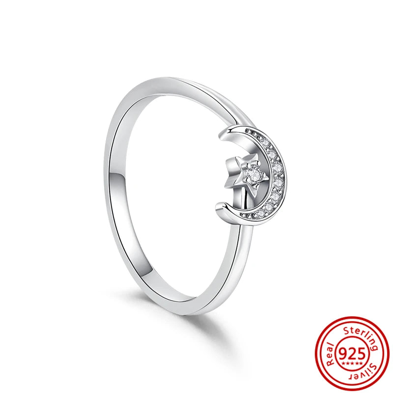 New 925 Sterling Silver Organically Shaped Stacking Pearls Hearts Stars Moon Sun Day Night Sparkling Pantaro Rings Women Jewelry
