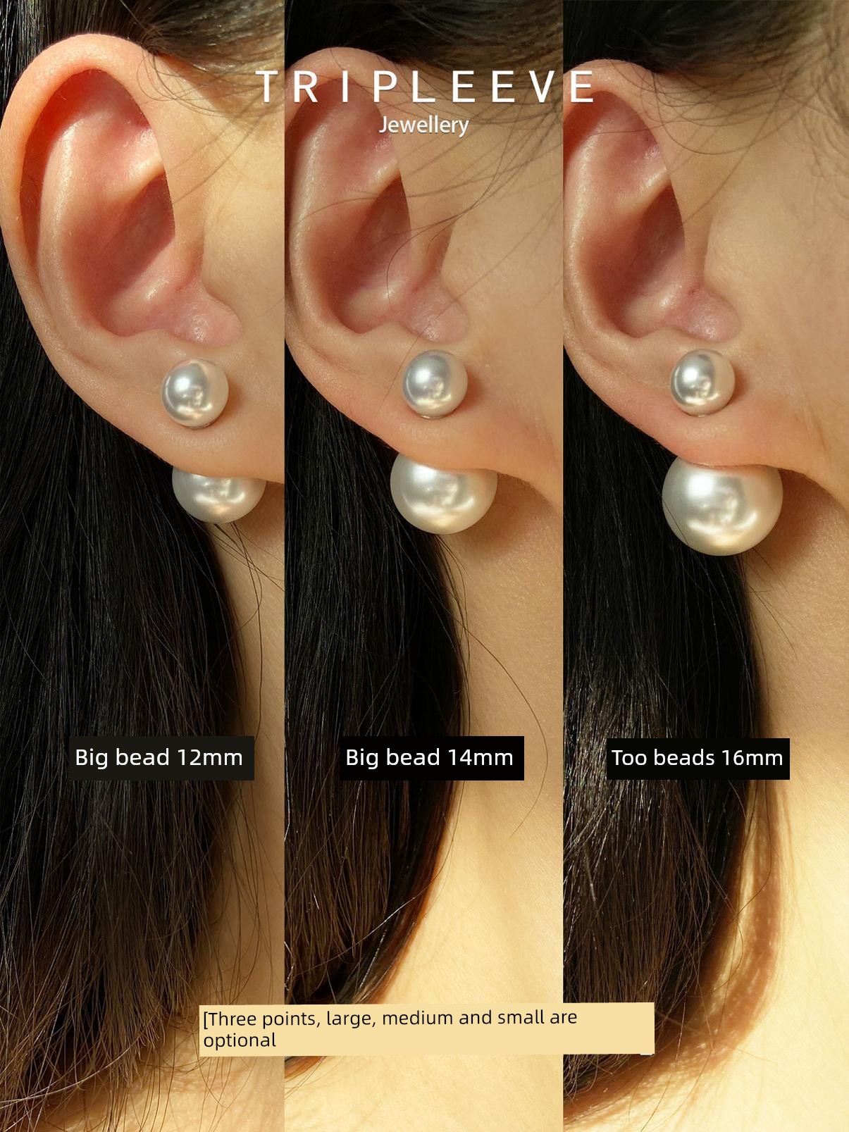 Homemade Cold White Bulb! One Style for Triple-Wear Cold Light Australian White S999 Silver Pearl Earrings Size Beads Front and Rear Wear