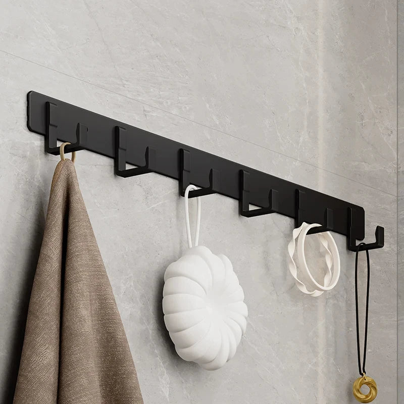 Space Aluminum Black Hook Bathroom Towel Hook Living Room Door Back Clothes Hook Simple Black Storage Hook To Save Space