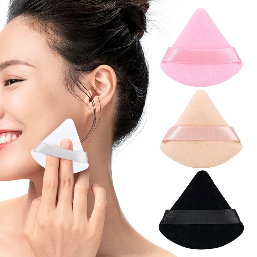 Pink Triangle Velvet Powder Puff Make Up Sponges for Face Contouring Shadow Seal Cosmetic Foundation Loose Powder Makeup Tools