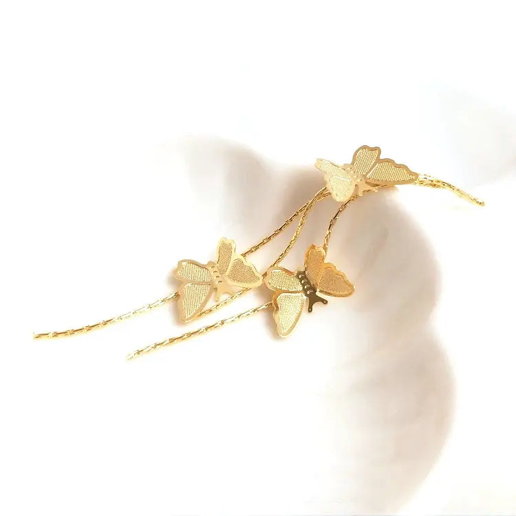 80MM 14K Gold Color Plated Butterfly Tassel Earrings Charms Pendants High Quality Diy Jewelry Accessories