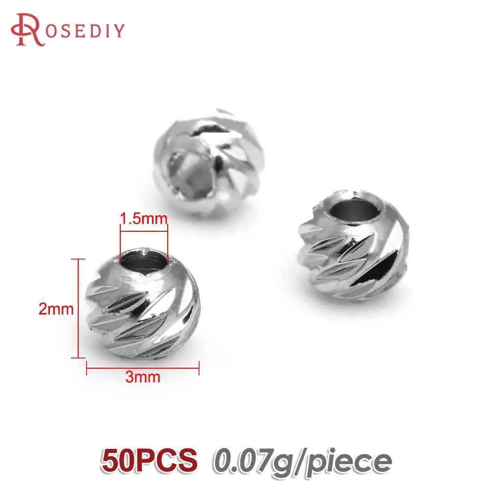 2.5MM 3MM 4MM 5MM 6MM 8MM Brass Faceted Round Ball Necklaces Bracelets Spacer Beads Jewelry Making Supplies Findings Accessories