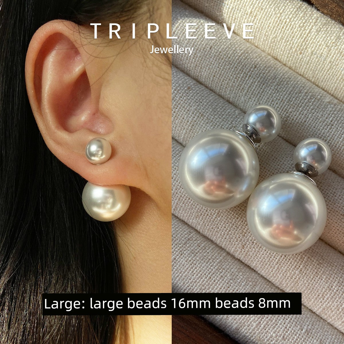 Homemade Cold White Bulb! One Style for Triple-Wear Cold Light Australian White S999 Silver Pearl Earrings Size Beads Front and Rear Wear