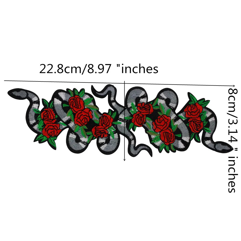 2pieces  Snake Patches for Clothing Sew on Jacket Embroidery Applique