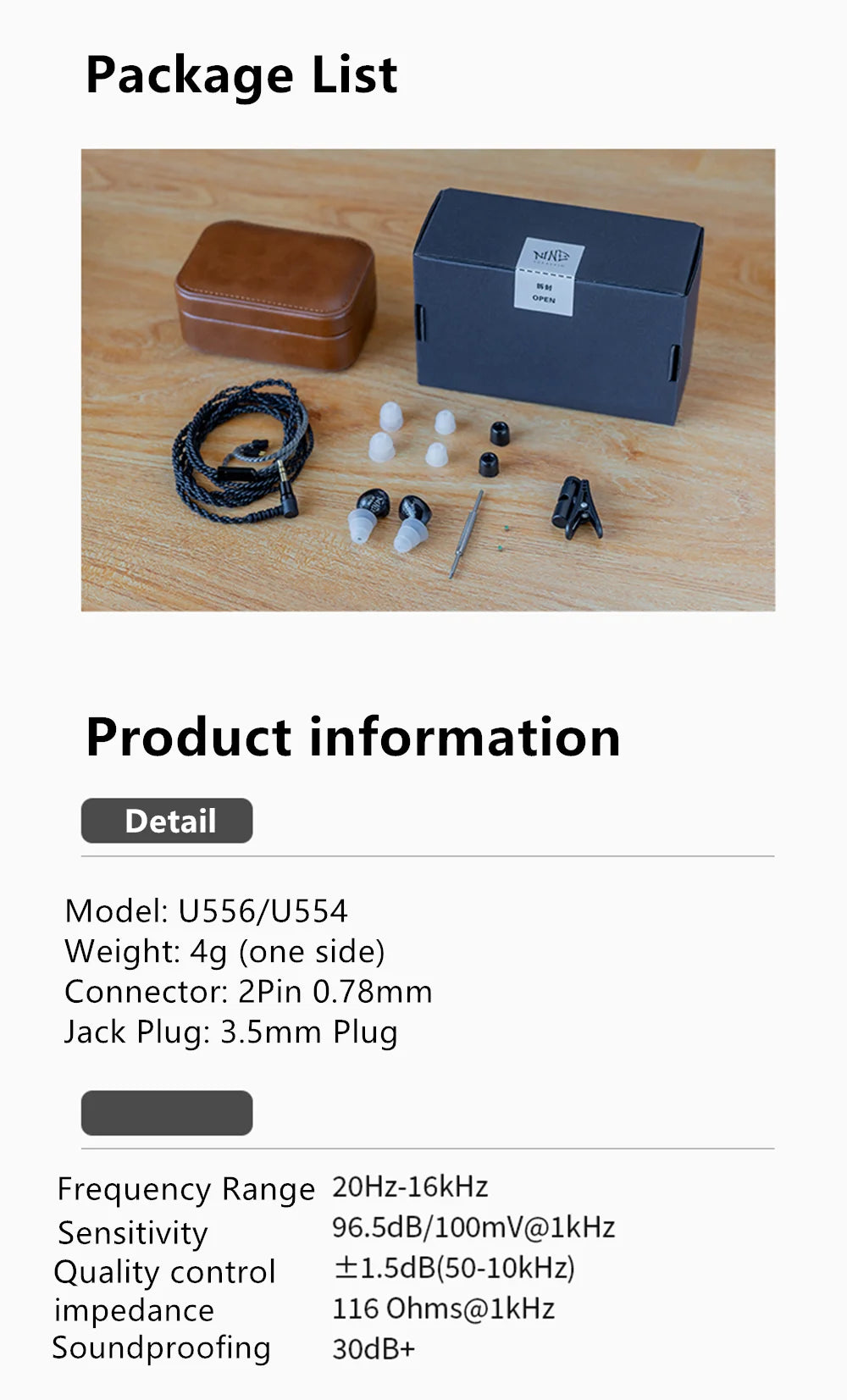 YU9 Audio U-554 U-556 In Ear Balanced Armature In-ear HiFi Monitor Earphone PK ER4B/S/P/XR/554 Detachable 2Pin 0.78mm