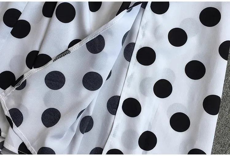 YuooMuoo Korean Fashion Polka Dot Print Women Dress Summer Elegant Puff Sleeve Vacation Long Dress