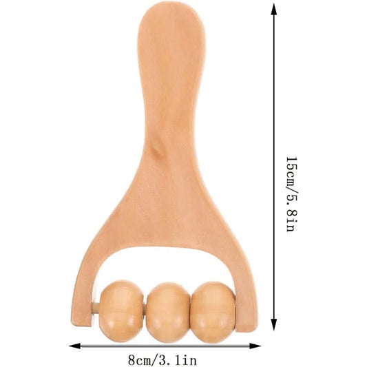 1pc wooden massager, compact shoulder and leg roller massage, suitable for whole body, face and neck.