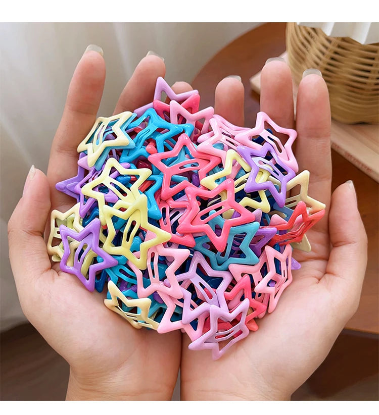 Y2K Star Hairpins Girls Versatile Coloful Sweet Cool Hairclip Women Cute Bright BB Clips Multicolored Headwear Hair Accessories