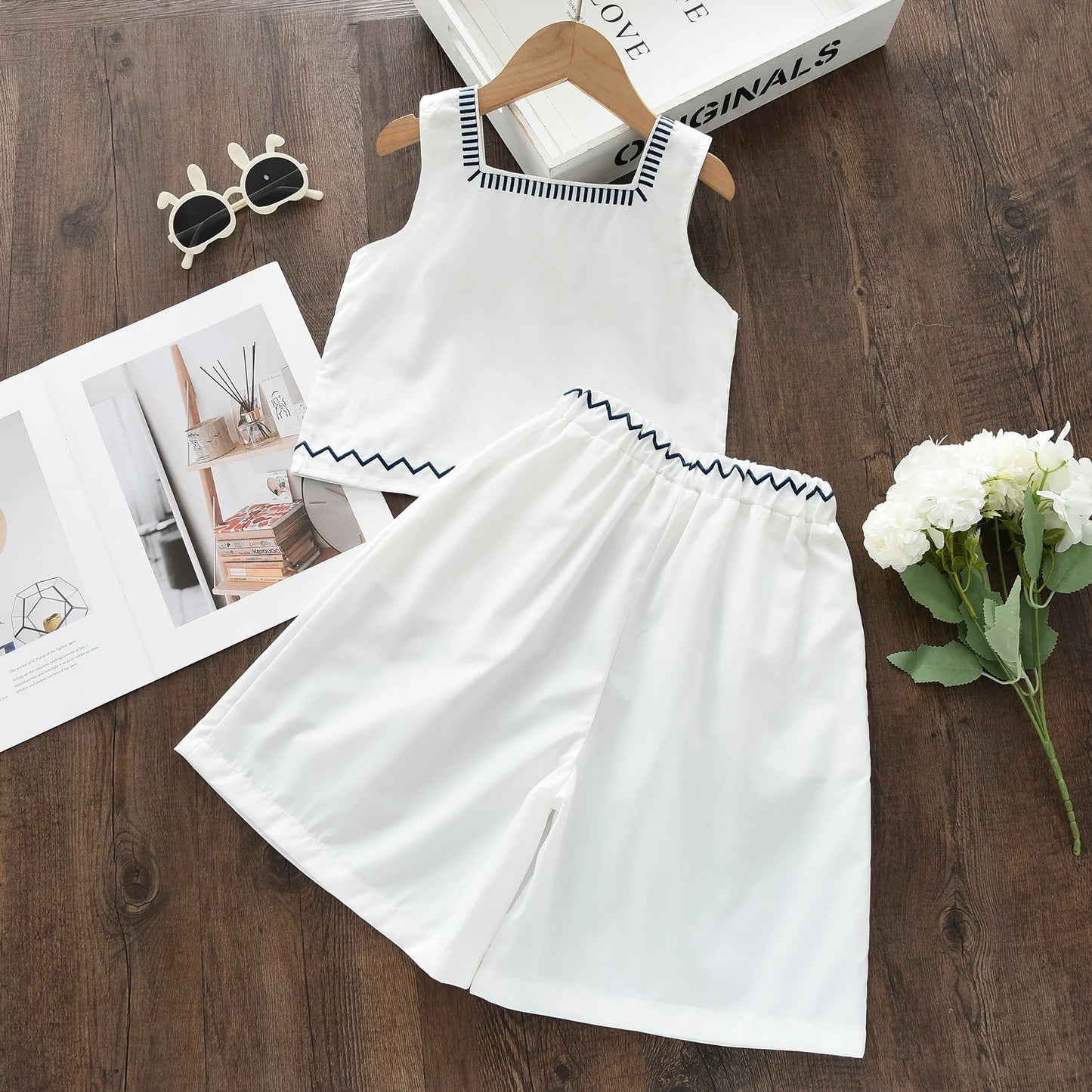 Children's Clothing Sets Floral Embroidery Sleeveless Top + Skirt 2pcs Kids Clothes Girls for 2 To 7 Years  Baby Girl Outfit Set