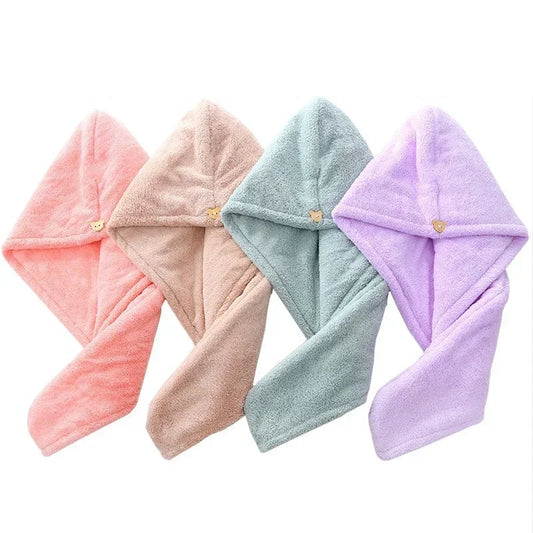 1PC Hair Drying Hat Quick-dry Microfiber Hair Towel Cap Hat Women Bath Hat Solid Towel Cap Super Absorption Turban Hair Dry Cap