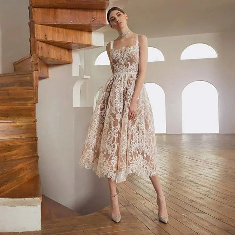 UCXQ Square Neck Lace Embroidery Elegant Long Dress Fairycore Waist Sleeveless Camisole Dresses Women 2025 Spring Summer 23A8639