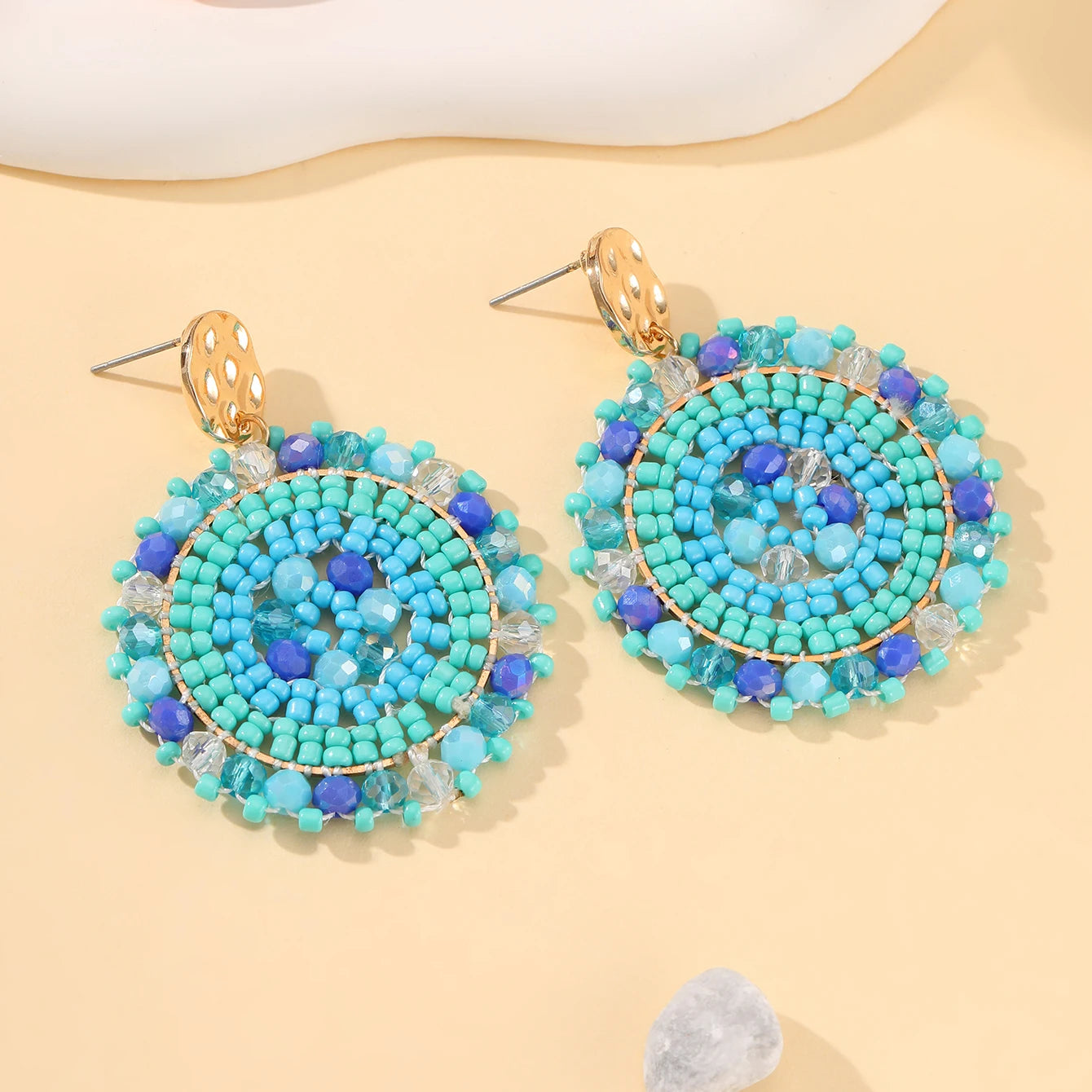 INKDEW Round Bohemia Drop Earrings for Women Big Long Earrings Handmade Crystal Faceted Beads Earrings Jewelry Gift boho EA092