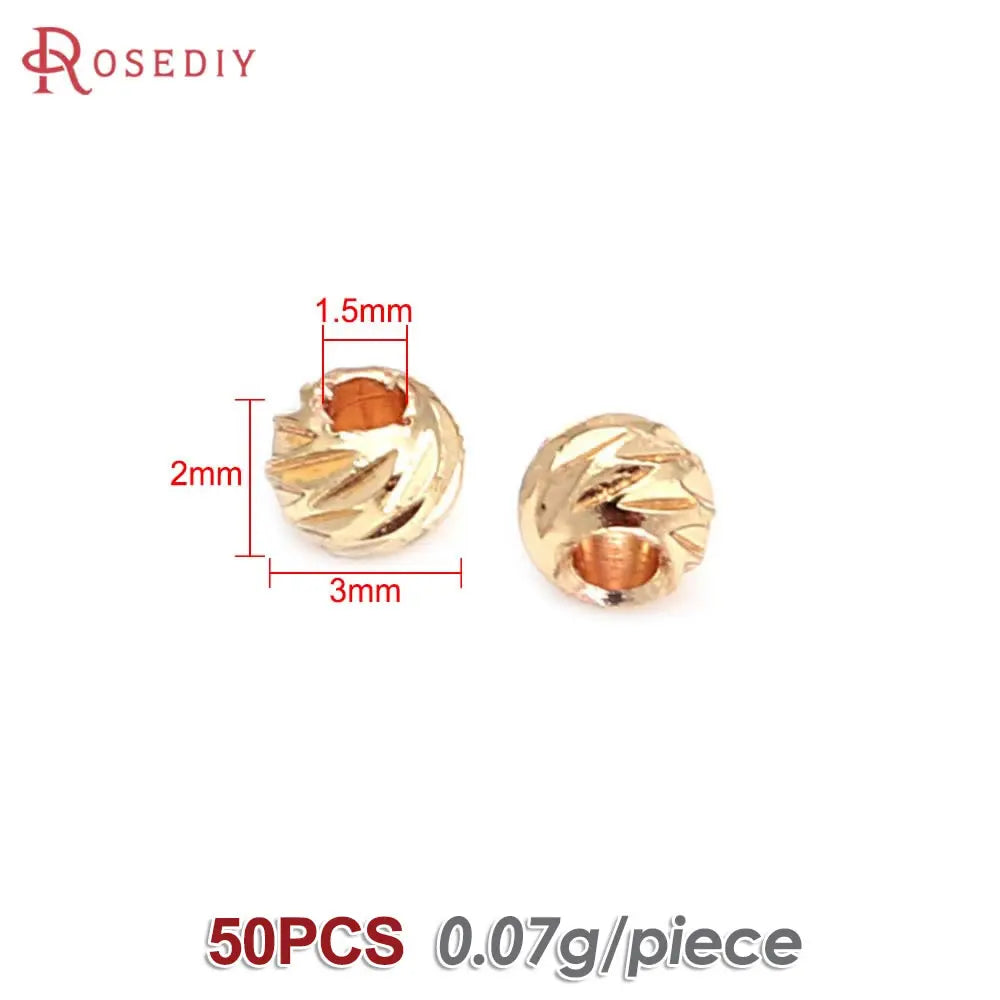2.5MM 3MM 4MM 5MM 6MM 8MM Brass Faceted Round Ball Necklaces Bracelets Spacer Beads Jewelry Making Supplies Findings Accessories