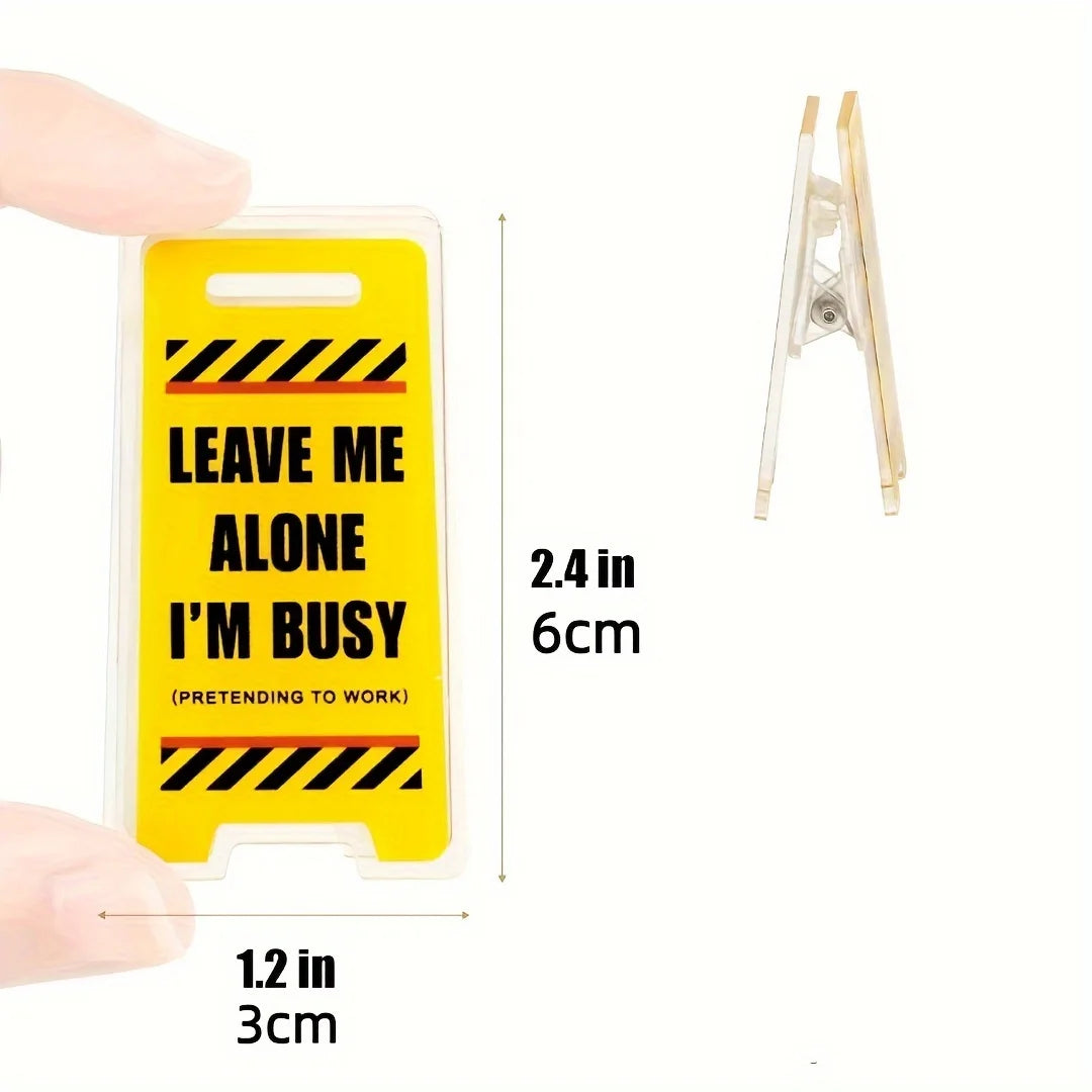 Acrylic Desk Sign "Leave Me Alone, I'm Busy" - Humorous Office Decor, Unisex Gift for Coworkers, Versatile Room Decor