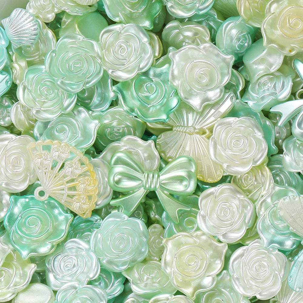 30g Colorful Pearlescent Mixed Butterfly Fan Acrylic Bead Spacer Loose Bead for DIY Necklace Bracelet Jewelry Making Accessories
