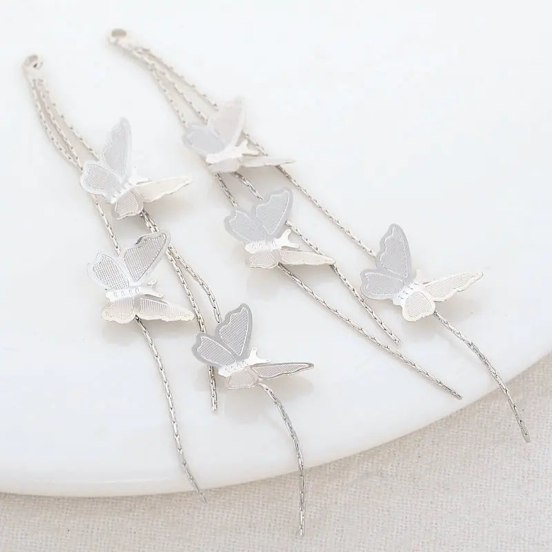 80MM 14K Gold Color Plated Butterfly Tassel Earrings Charms Pendants High Quality Diy Jewelry Accessories