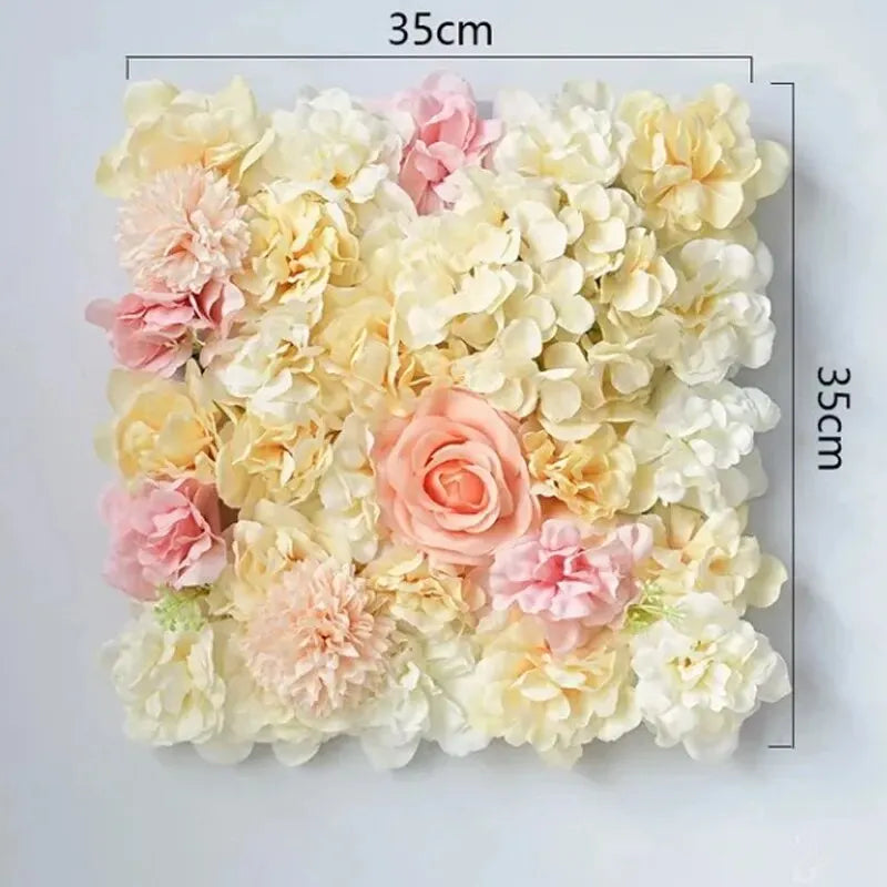 Artificial Rose Flower Wall Panels with Hydrangea Peony for Baby Shower Background Home Party Activities Or Wedding Decoration