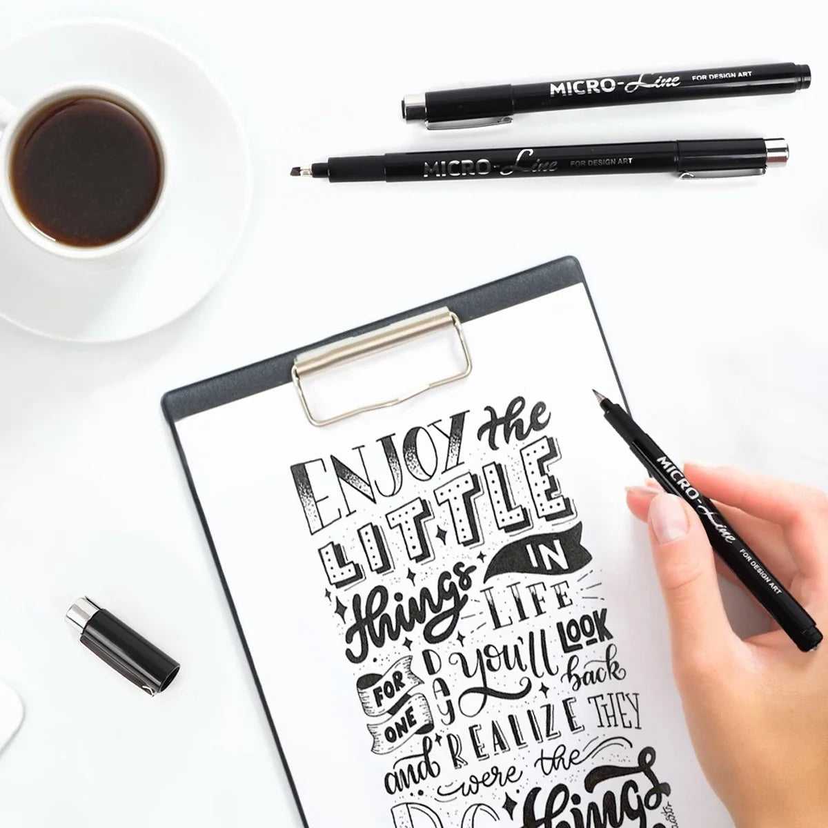 8Pcs Hand Lettering Pens, Calligraphy Brush Markers for Writing Sketching Art Drawing Illustration Scrapbooking Journaling Black