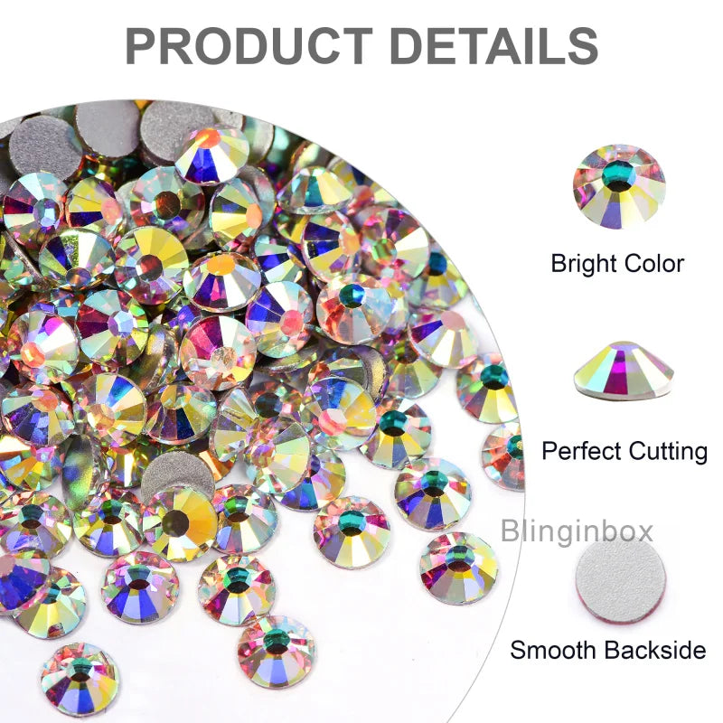 Wholesale Rhinestones AB Glitter SS3-50 Flatback Non Hot fix Crystal Strass for Nails Art Charms Clothing Decoration uñas