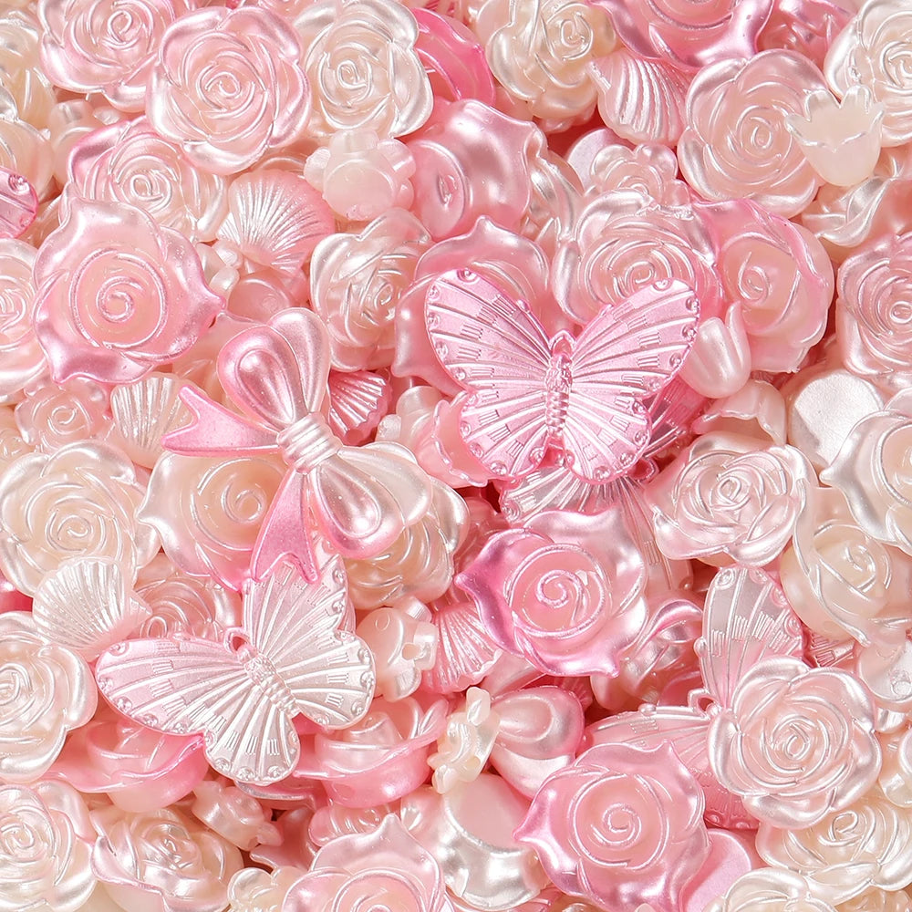 30g Colorful Pearlescent Mixed Butterfly Fan Acrylic Bead Spacer Loose Bead for DIY Necklace Bracelet Jewelry Making Accessories