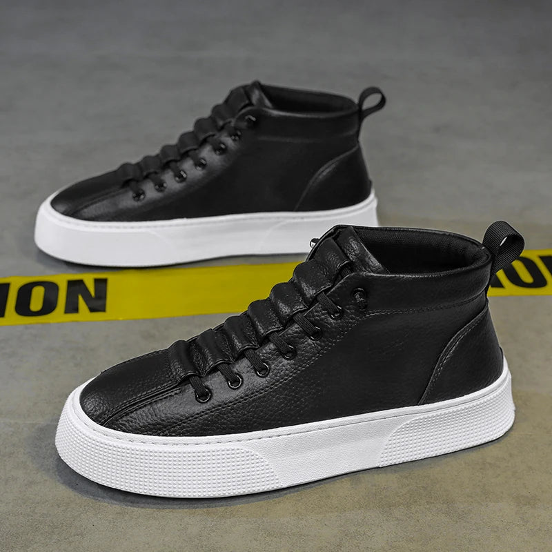 2025 New Mens Casual Shoes Quality PU Leather Shoes For Men Lace-up Breathable Fashion Lofer Autumn Flats Male White Shoes