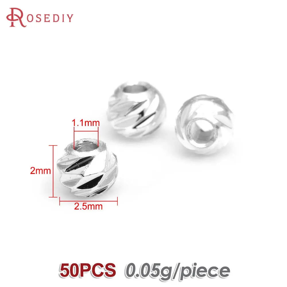 2.5MM 3MM 4MM 5MM 6MM 8MM Brass Faceted Round Ball Necklaces Bracelets Spacer Beads Jewelry Making Supplies Findings Accessories