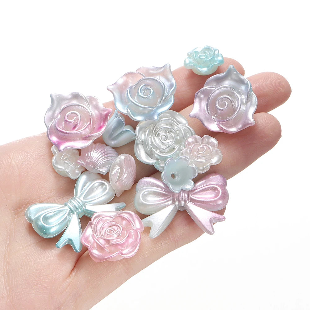 30g Colorful Pearlescent Mixed Butterfly Fan Acrylic Bead Spacer Loose Bead for DIY Necklace Bracelet Jewelry Making Accessories