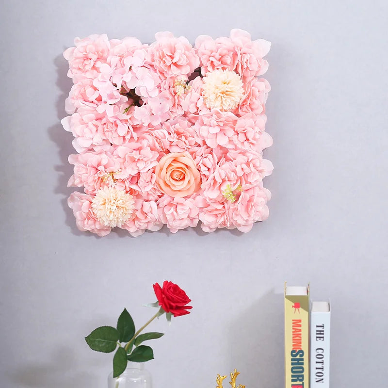 Artificial Rose Flower Wall Panels with Hydrangea Peony for Baby Shower Background Home Party Activities Or Wedding Decoration