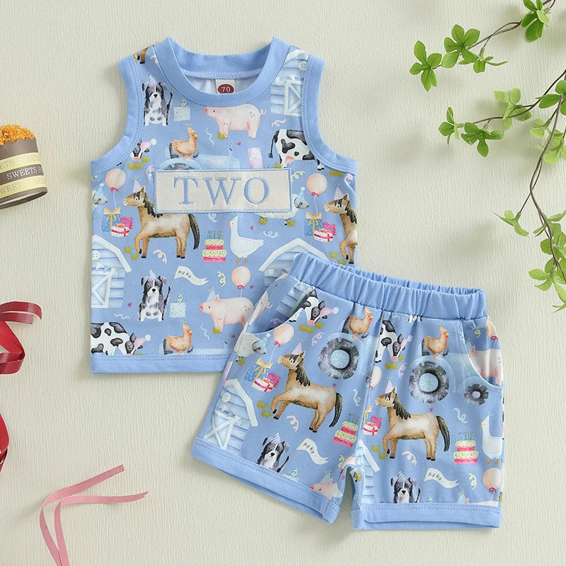 Baby Girl Birthday Outfit Floral Print Ruffle Sleeveless Top Elastic Waist Shorts 2 Piece Summer Set with Bow Headband
