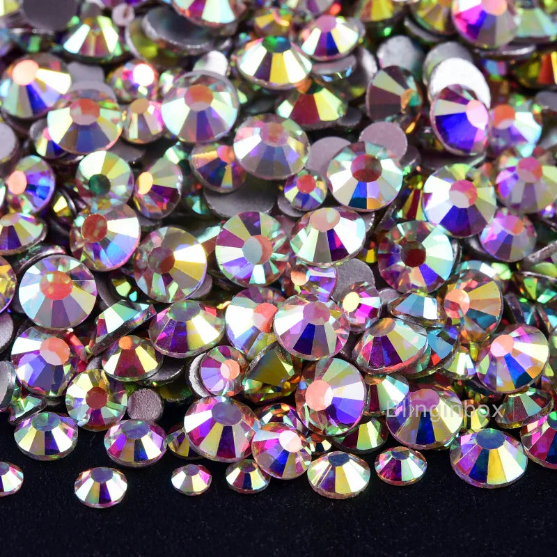 Wholesale Rhinestones AB Glitter SS3-50 Flatback Non Hot fix Crystal Strass for Nails Art Charms Clothing Decoration uñas