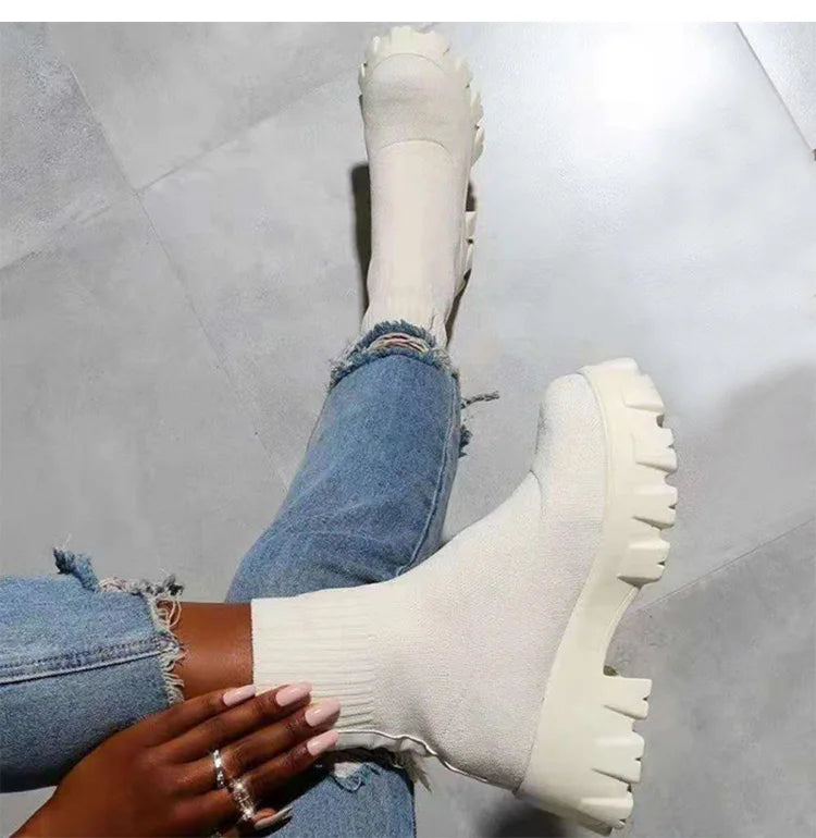 Women Shoes White Sock Chunky Sneakers Women Fashion Sport Sneaker With Heels Casual Platform Sports Shoes Woman Tennis For Lady