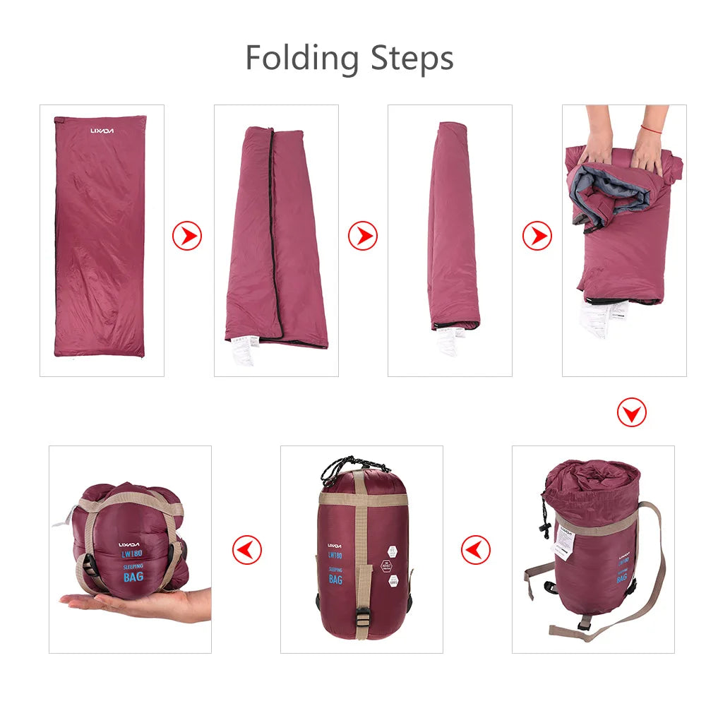 Lixada Camping Sleeping Bag 190*75cm Type Polyester Sleeping Bags Camping With Compression Bag Camping Equipment 680g