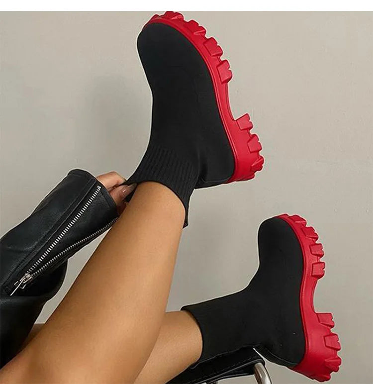 Women Shoes White Sock Chunky Sneakers Women Fashion Sport Sneaker With Heels Casual Platform Sports Shoes Woman Tennis For Lady