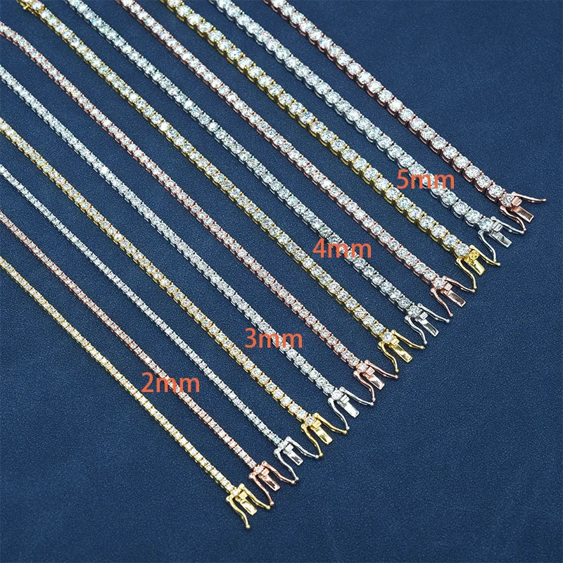EWYA Full 2mm Moissanite VVS Micro Tennis Chain for Women Men 925 Silver Passes Diamond Tester 16 18 20 to 25 inch Necklace Gift