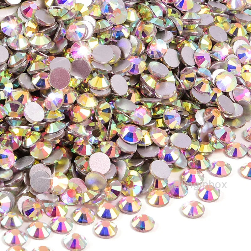 Wholesale Rhinestones AB Glitter SS3-50 Flatback Non Hot fix Crystal Strass for Nails Art Charms Clothing Decoration uñas