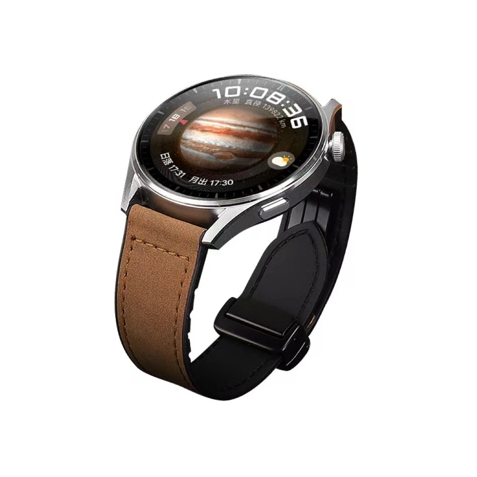 Magnetic leather watch strap, compatible with Huawei/Xiaomi/Samsung, Galaxy Watch 3 45/46mm, women's and men's 22mm watch straps