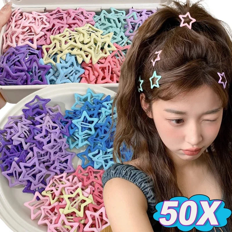 Y2K Star Hairpins Girls Versatile Coloful Sweet Cool Hairclip Women Cute Bright BB Clips Multicolored Headwear Hair Accessories