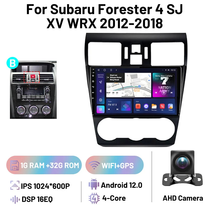 Car Stereo Carplay Android Auto Wireless 8 Core For Subaru Forester 4 SJ XV WRX 2012-2018 Audio DSP FM AM Multimedia Player Auto