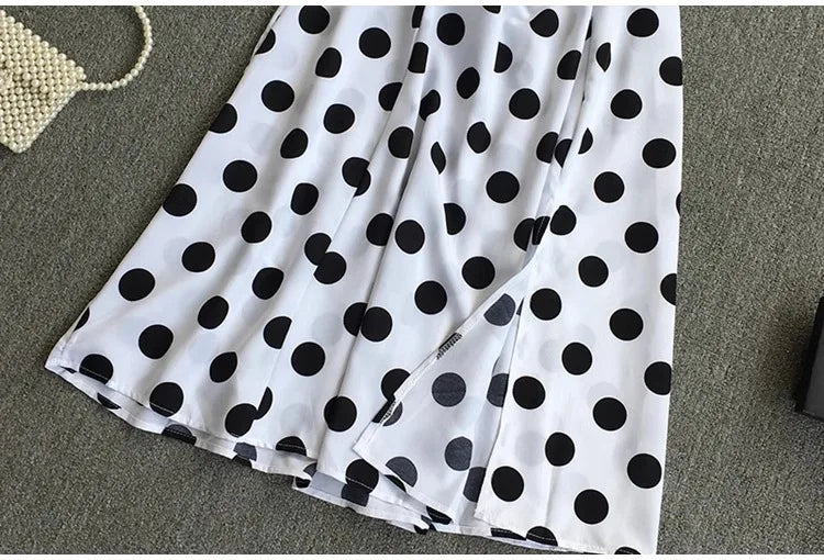 YuooMuoo Korean Fashion Polka Dot Print Women Dress Summer Elegant Puff Sleeve Vacation Long Dress