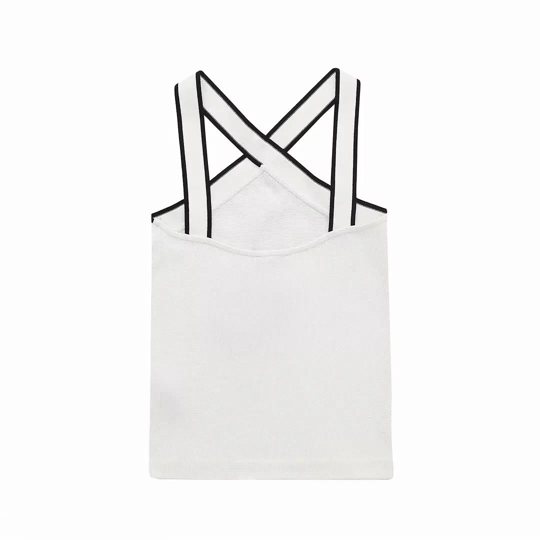 TRAF Black Knit Tank Top Female Off Shoulder Crop Tops For Women Backless Sleeveless Top Woman Streetwear Sexy Summer Tops