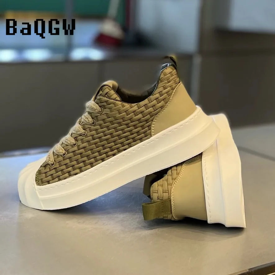 Designer Striped Patchwork Breathable Shoes Man Fashion Soft Lightweight Skateboard Sneakers Retro Camel Summer Shoes Trend 2025