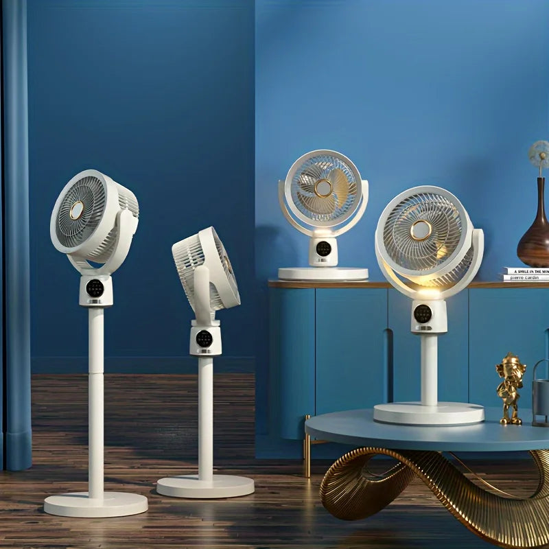 Electric Stand Floor fan Night Light Adjustable Height Remote Control Air Circulation Fan USB Portable Stand Fan Bedroom Home